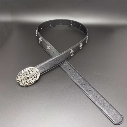 Black Chrome Hearts Gothic CH Cross Buckle Belt