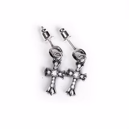 CH Cross Baby Fat Stud Earrings With Original Pavé Diamond