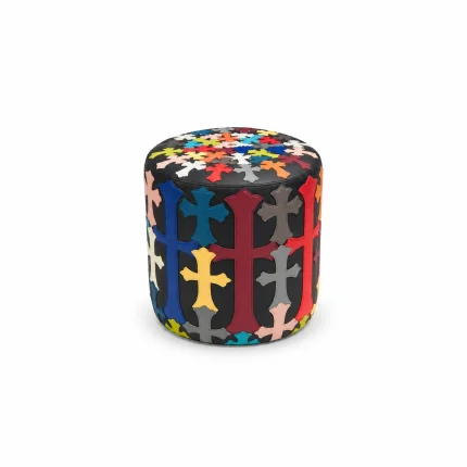 Chrome Hearts Black Multicolor Cross Leather Ottoman