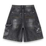 Chrome Hearts Black Splatter Cross Denim Jeans Shorts