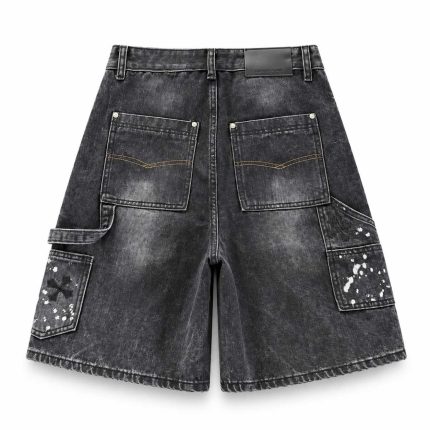 Chrome Hearts Black Splatter Cross Denim Jeans Shorts