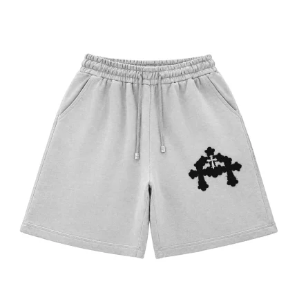 Chrome Hearts Cemetery Cross Logo Grey Sweat Shorts
