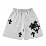 Chrome Hearts Cemetery Cross Logo Grey Sweat Shorts