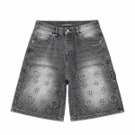 Chrome Hearts Cross New Black Denim Shorts