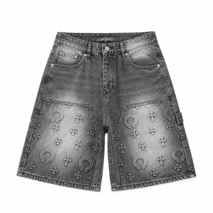 Chrome Hearts Cross New Black Denim Shorts
