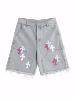 Chrome Hearts Denim Multi Cross Patch Shorts