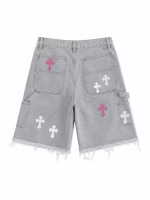 Chrome Hearts Denim Multi Cross Patch Shorts
