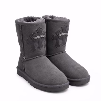 Chrome Hearts Gothic Gray Cross Classic Short UGG Boots