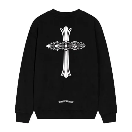 Chrome Hearts Ornate Floral Cross Crewneck Sweatshirt Black