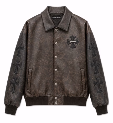 Chrome Hearts Vintage Brown Cross Leather Jacket