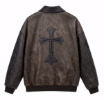Chrome Hearts Vintage Brown Cross Leather Jacket