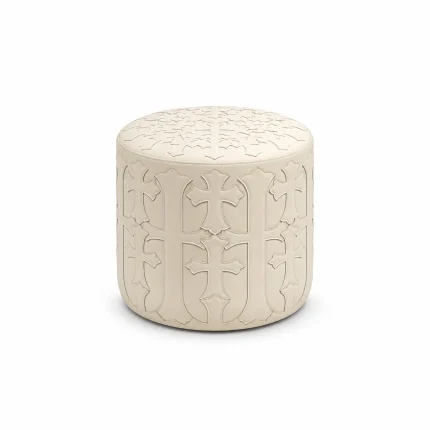 New Chrome Hearts Ivory Cross Leather Ottoman
