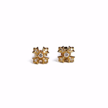 Real 22K Gold CH Plus Stud Earrings With Diamonds